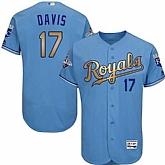 Glued Kansas City Royals #17 Wade Davis Light Blue FlexBase 2015 World Series Champions Gold Program Baseball Jersey,baseball caps,new era cap wholesale,wholesale hats
